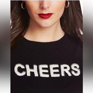 Women’s 1.State Nordstrom “Cheers” Black Cotton Blend Sweater Sequin Medium